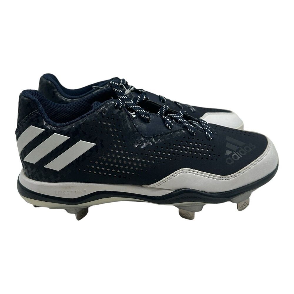 Women's‎ Adidas PowerAlley 4 Softball Cleats Navy Blue White Q16596 Size 7